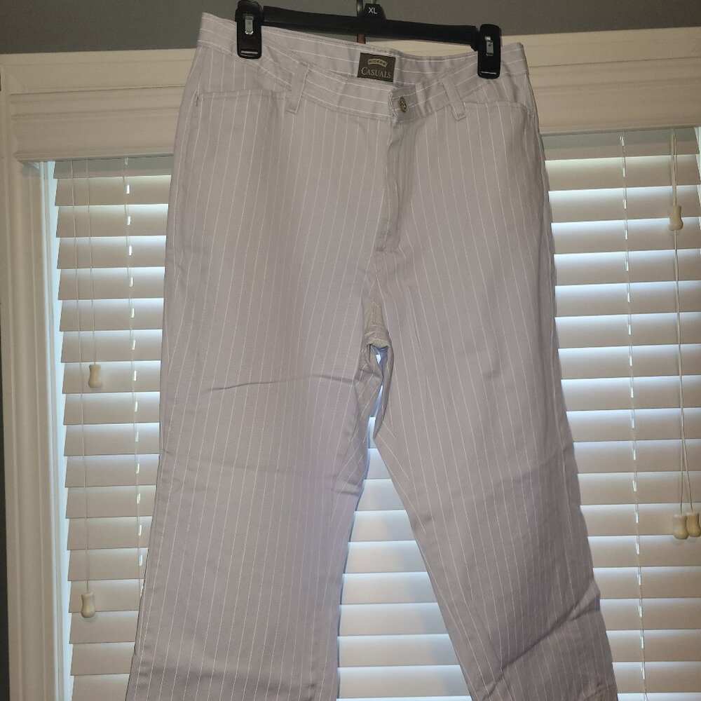 Riders Light Blue Striped Capris 14